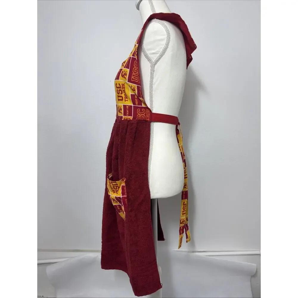 Upcycled USC Trojans Towel Apron Handmade University of Southern California BBQ